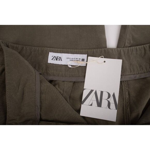 Zara Womans Pants Trousers Loose Fit Size S Khaki Green Wide Leg 0779/159 NWT - Picture 8 of 8